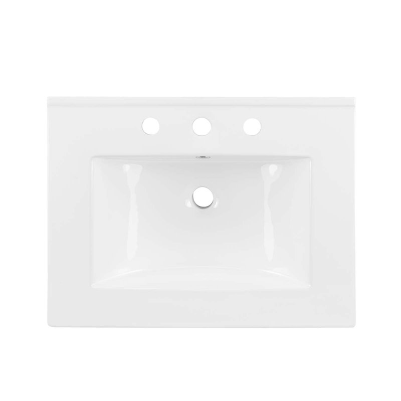 Modway Cayman 24.5'' White Ceramic Rectangular Dropin Bathroom Sink